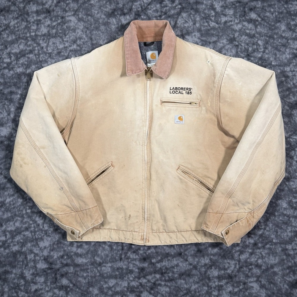 Vintage Carhartt Detroit Jacket J01 BRN Mens Size 46 Tall Workwear Blanket Lined